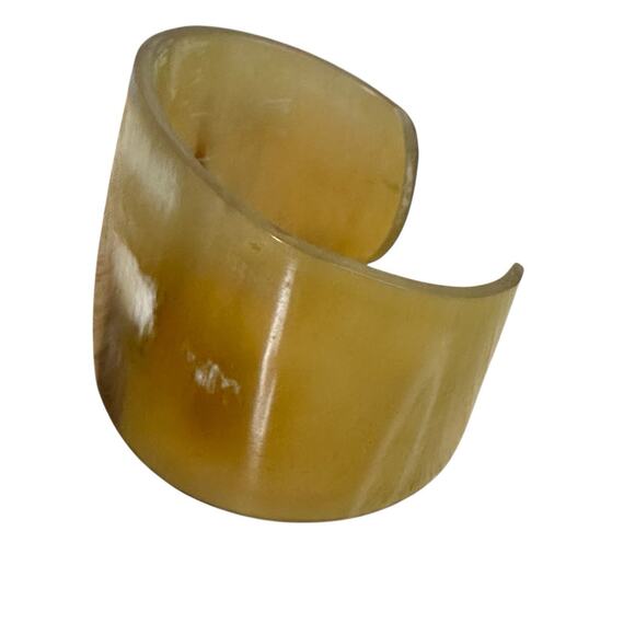 Buffalo Horn Wide Cuff Bangle Bracelet Handcrafted Bohemian Neutral - Picture 3 of 11